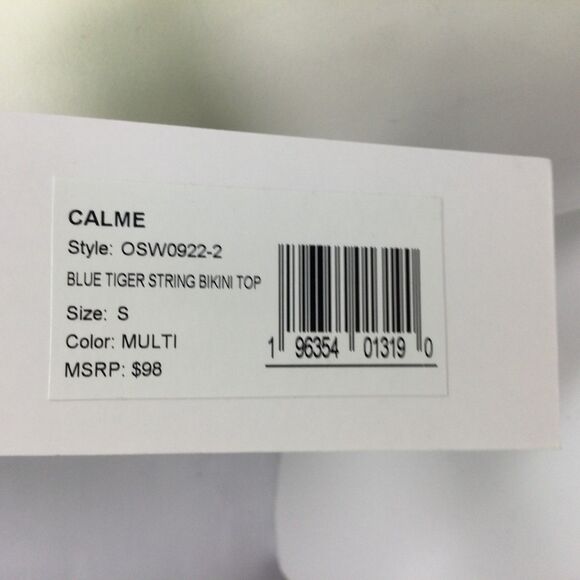 Calme Womens Tiger String Bikini Top Animal Print Stretch Blue White Size S NWT - Picture 13 of 15
